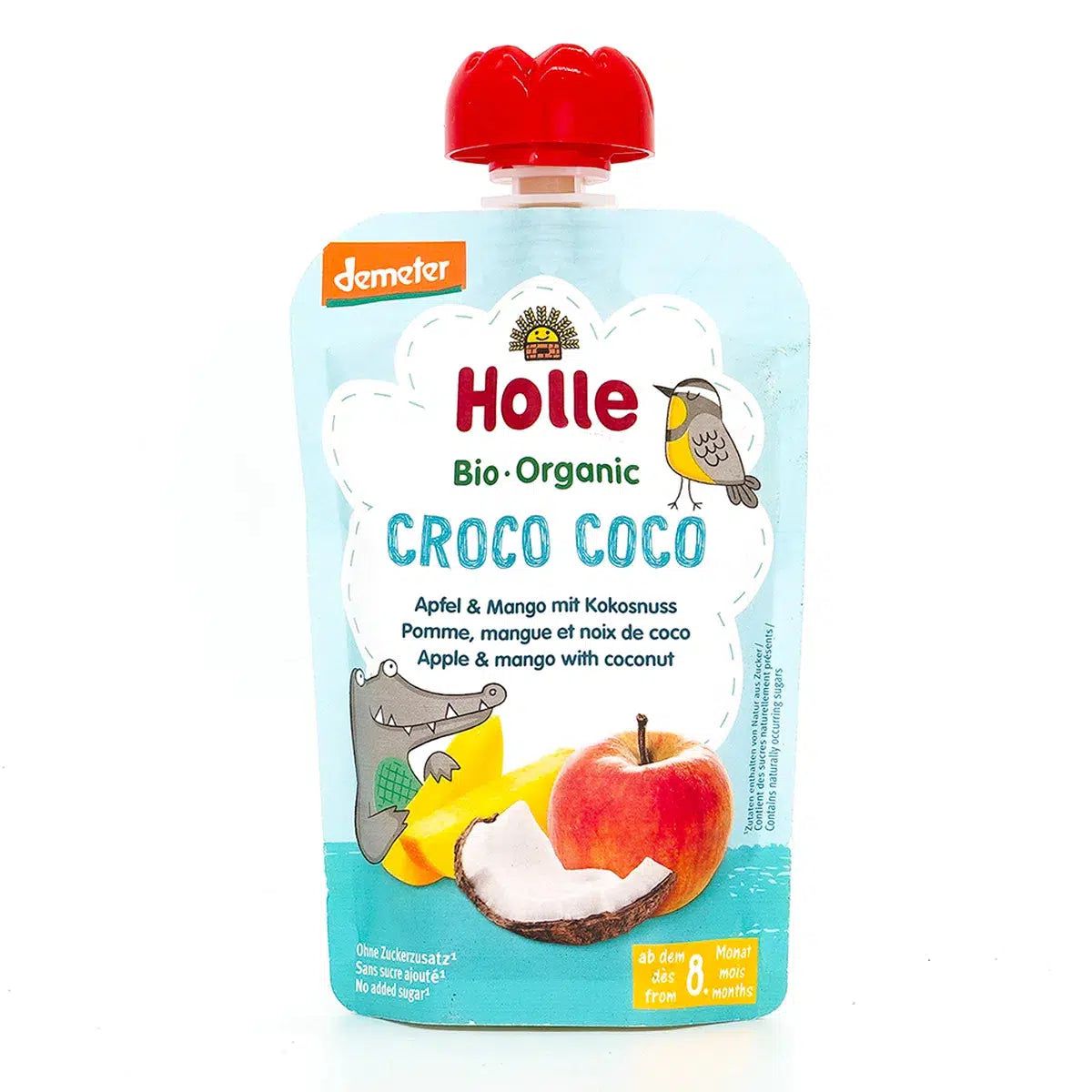 Holle Croco Coco: Apple & Mango with Coconut (8+ Months) - 12 Pouches