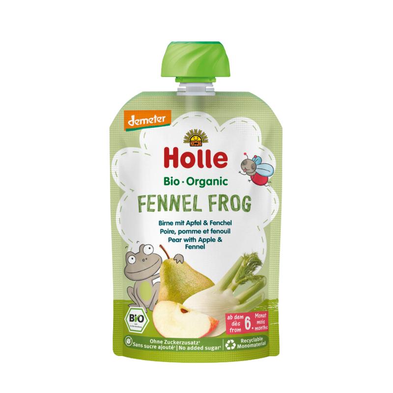 Holle Fennel Frog: Pear, Apple & Fennel (6+ Months) - 10 Pouches