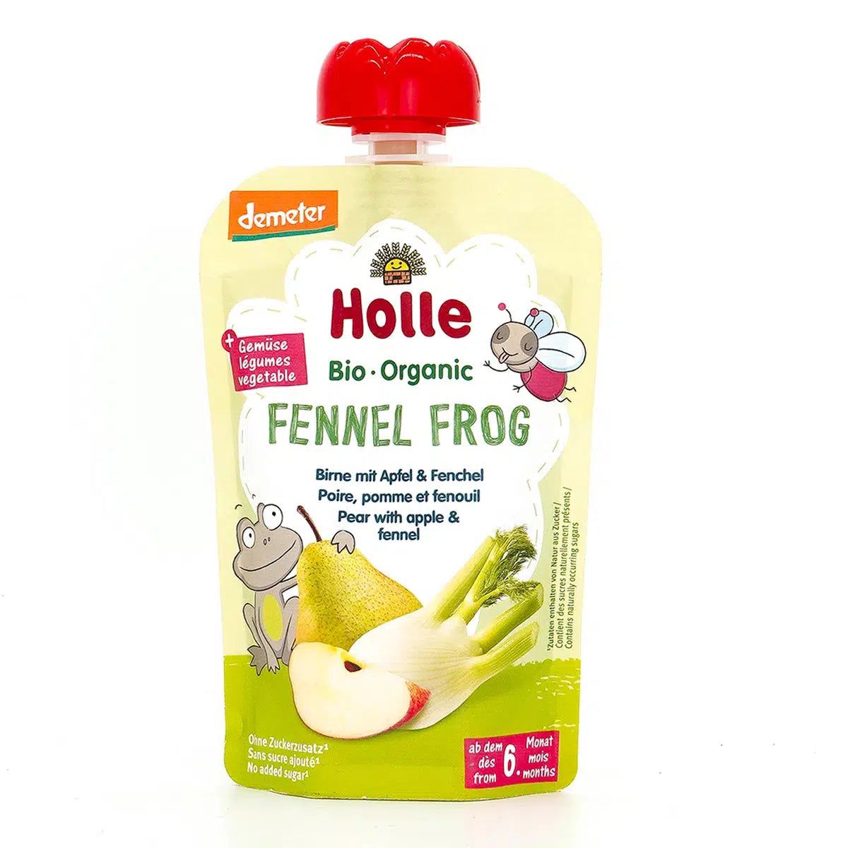 Holle Fennel Frog: Pear, Apple & Fennel (6+ Months) - 12 Pouches