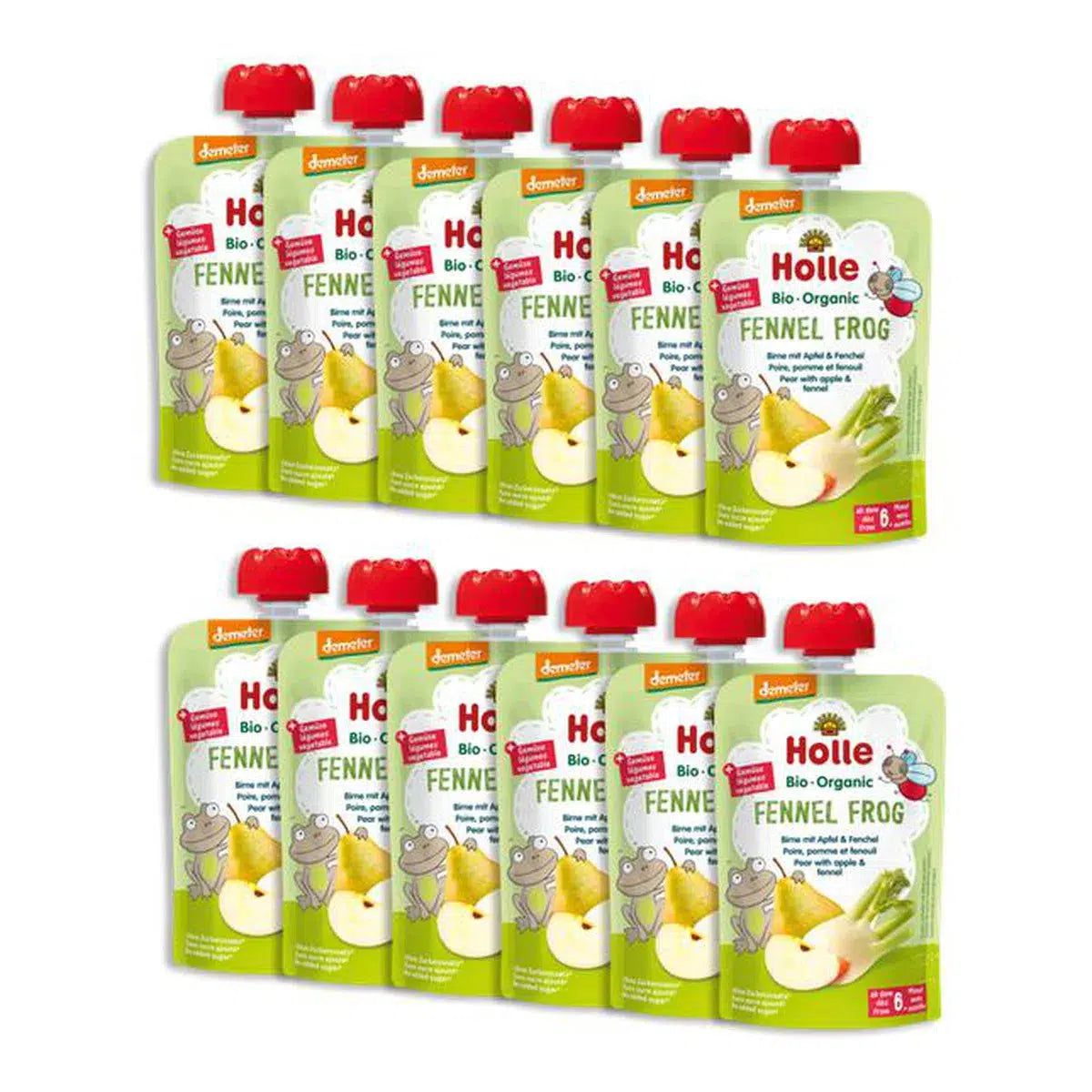 Holle Fennel Frog: Pear, Apple & Fennel (6+ Months) - 12 Pouches