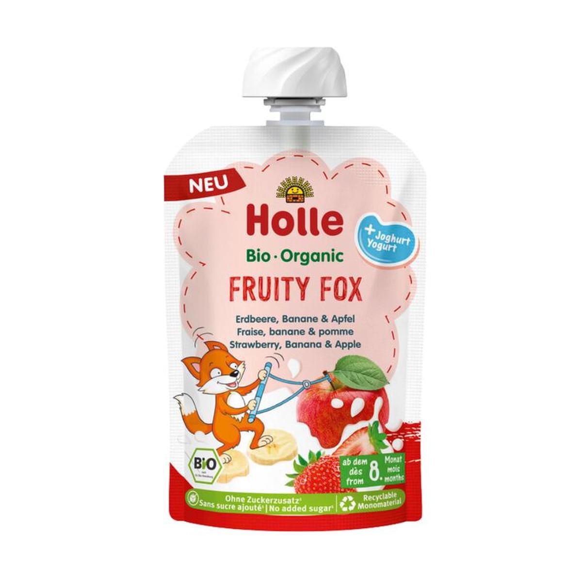 Holle Fruity Fox: Apple, Banana, Strawberry & Yogurt (8+ Months) - 10 Pouches