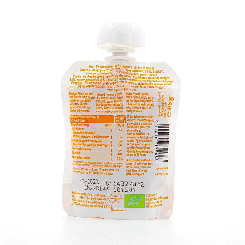 Holle Mango Monkey: Mango & Yogurt (8+ Months) - 12 Pouches