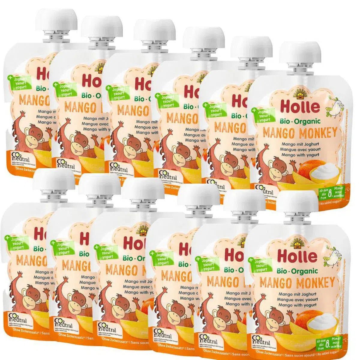 Holle Mango Monkey: Mango & Yogurt (8+ Months) - 12 Pouches