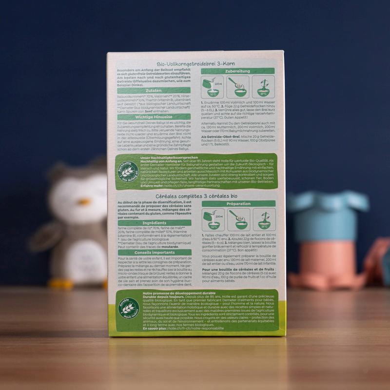 Holle Organic 3-Grain Porridge (6+ Months) - 250g