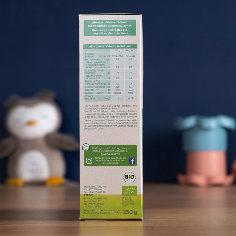 Holle Organic 3-Grain Porridge (6+ Months) - 250g