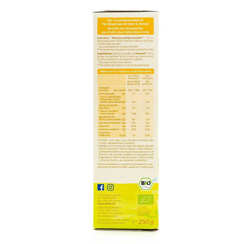 Holle Organic Fruit Porridge Banana-Semolina (6+ Months) - 250g