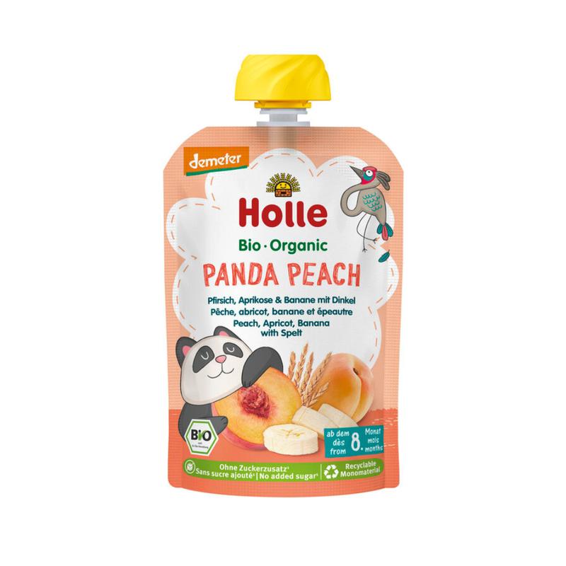 Holle Panda Peach: Peach, Apricot, Banana & Spelt (8+ Months) - 10 Pouches