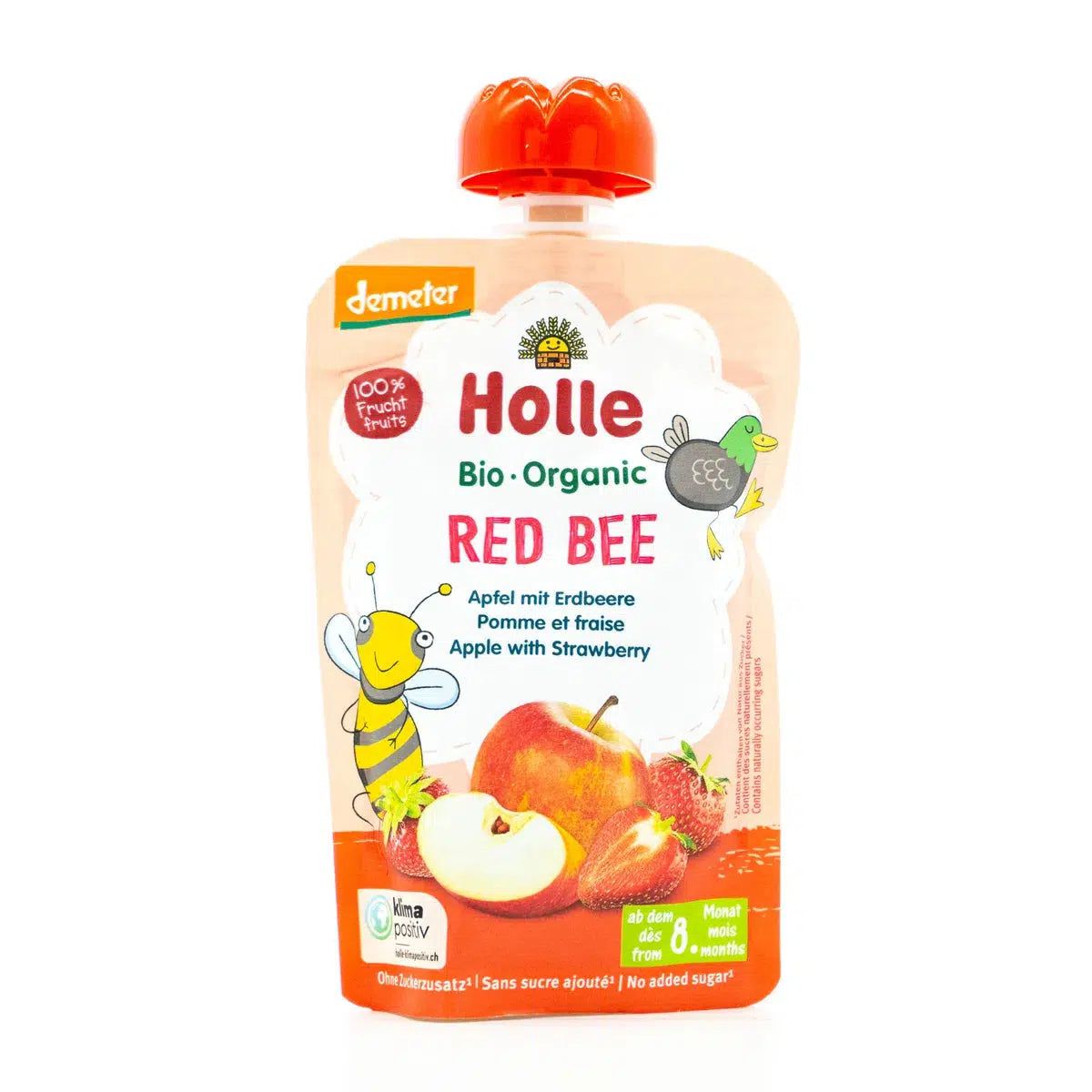 Holle Red Bee: Apple & Strawberry (8+ Months) - 12 Pouches