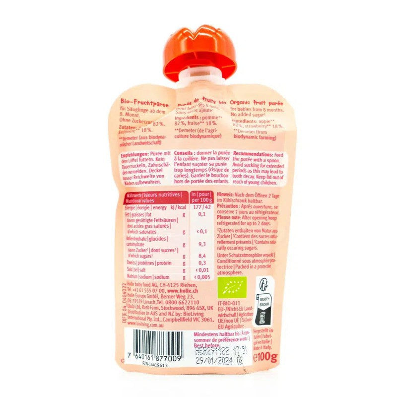 Holle Red Bee: Apple & Strawberry (8+ Months) - 12 Pouches