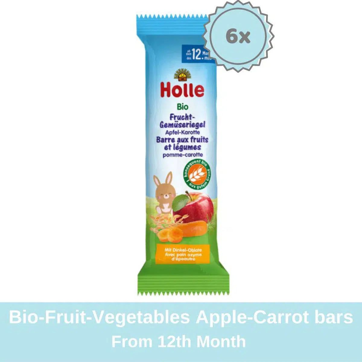 Holle Snack Bars - Carrot & Apple (12+ Months), 25g - 6 Bars