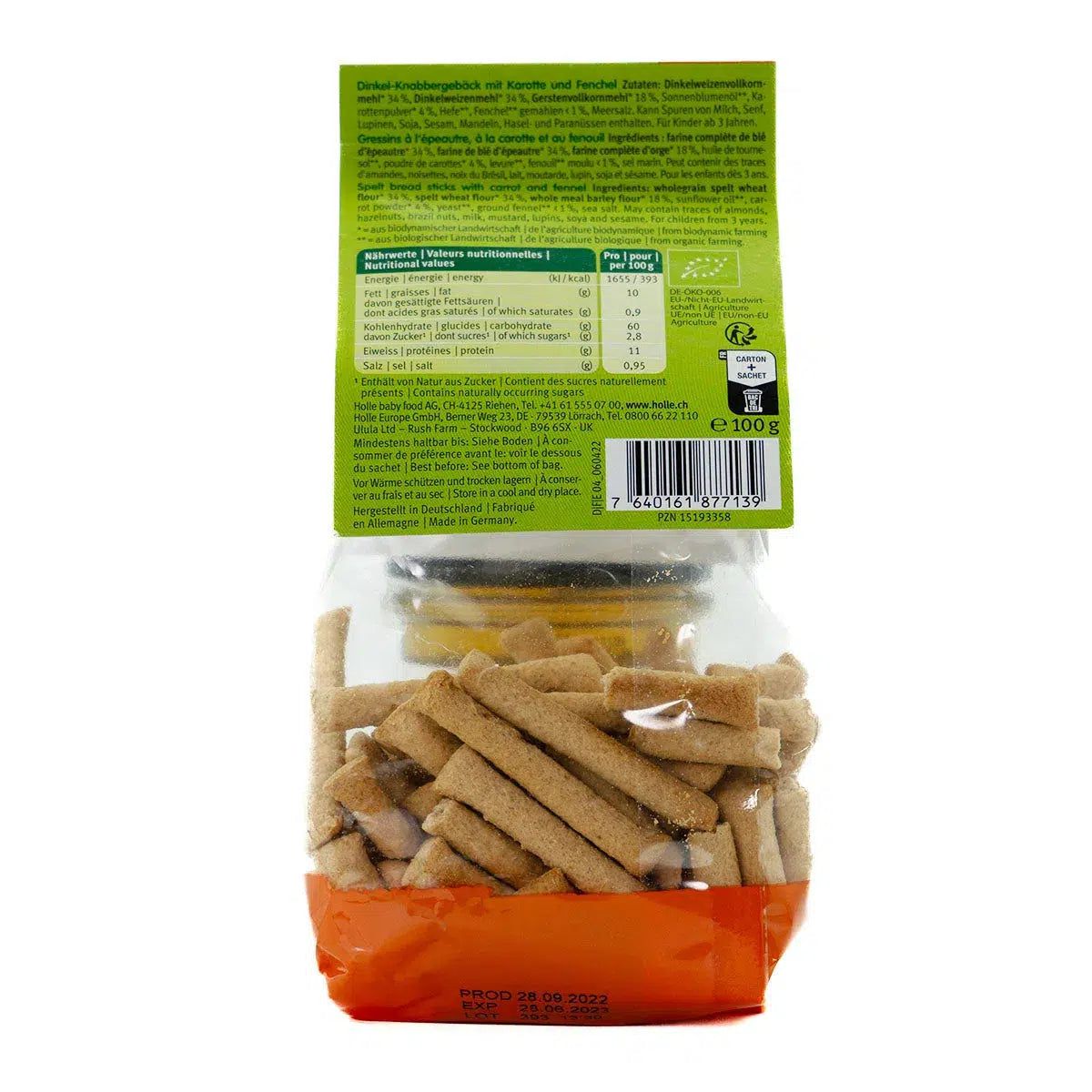 Holle Snack - Carrot-Fennel Sticks (3+ Years), 100g - 6 Packs