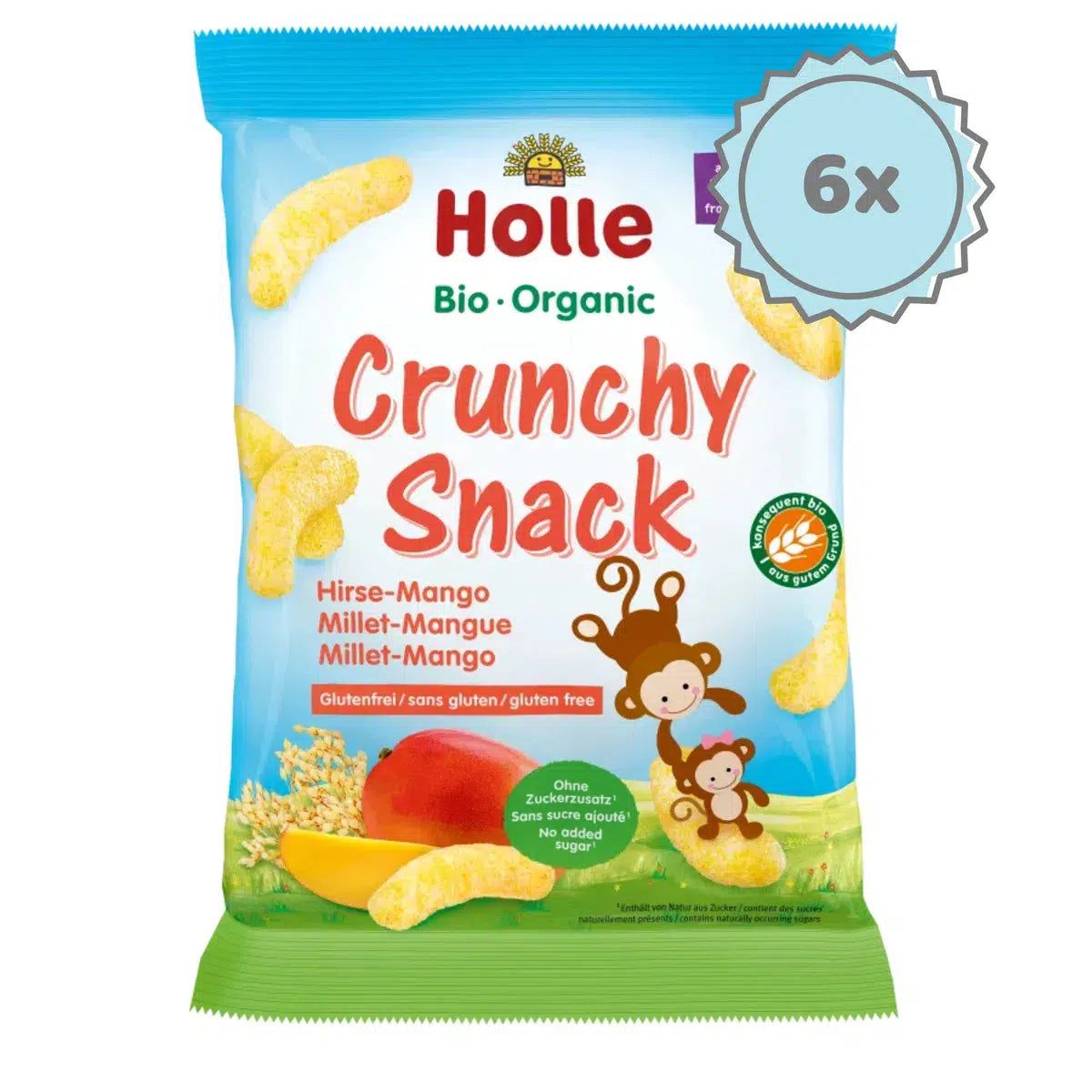 Holle Snack - Mango & Millet Crunchy Baby Puffs (8+ Months), 25g - 6 Packs