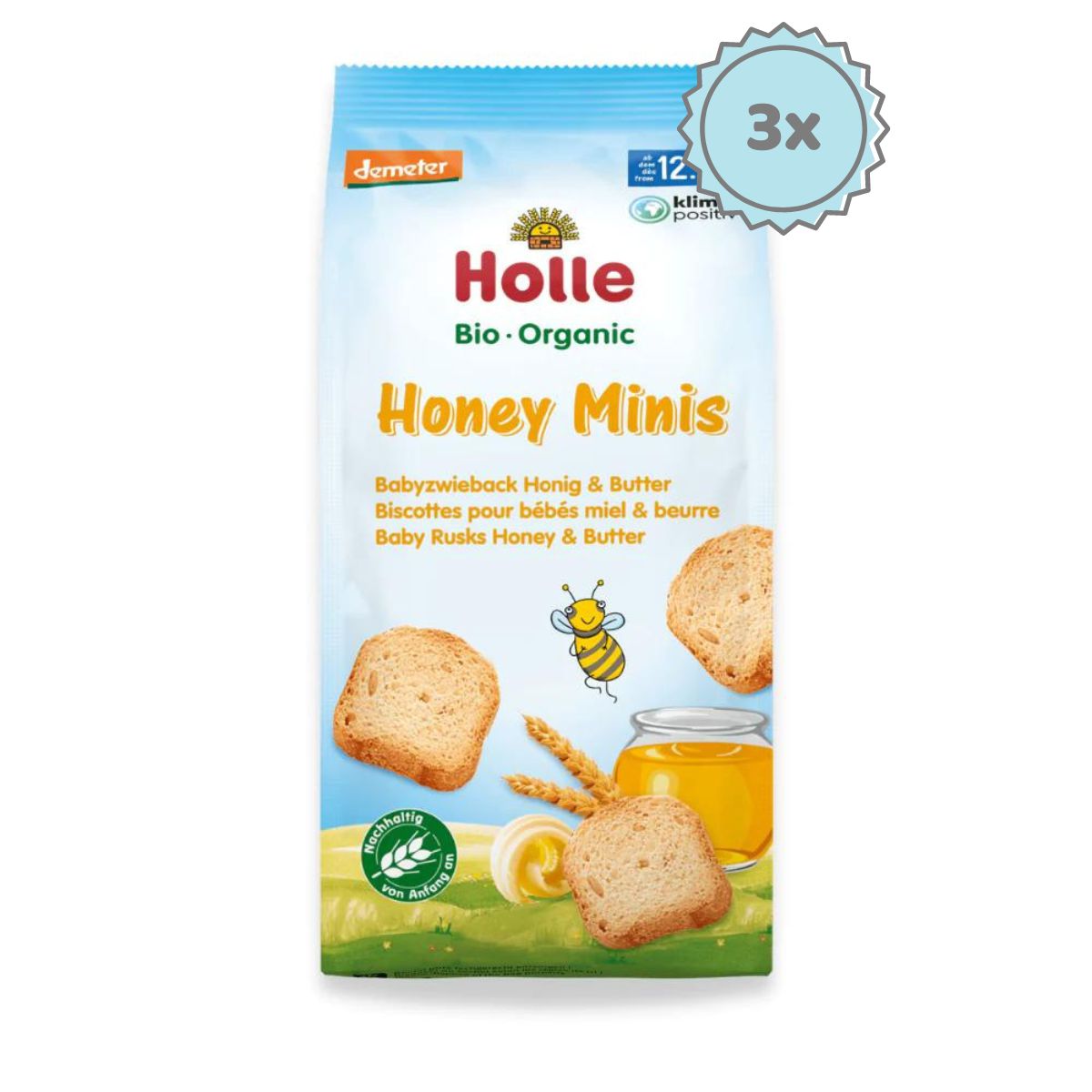 Holle Snack - Mini-Baby Rusks (12+ Months) - 100g - 3 Packs
