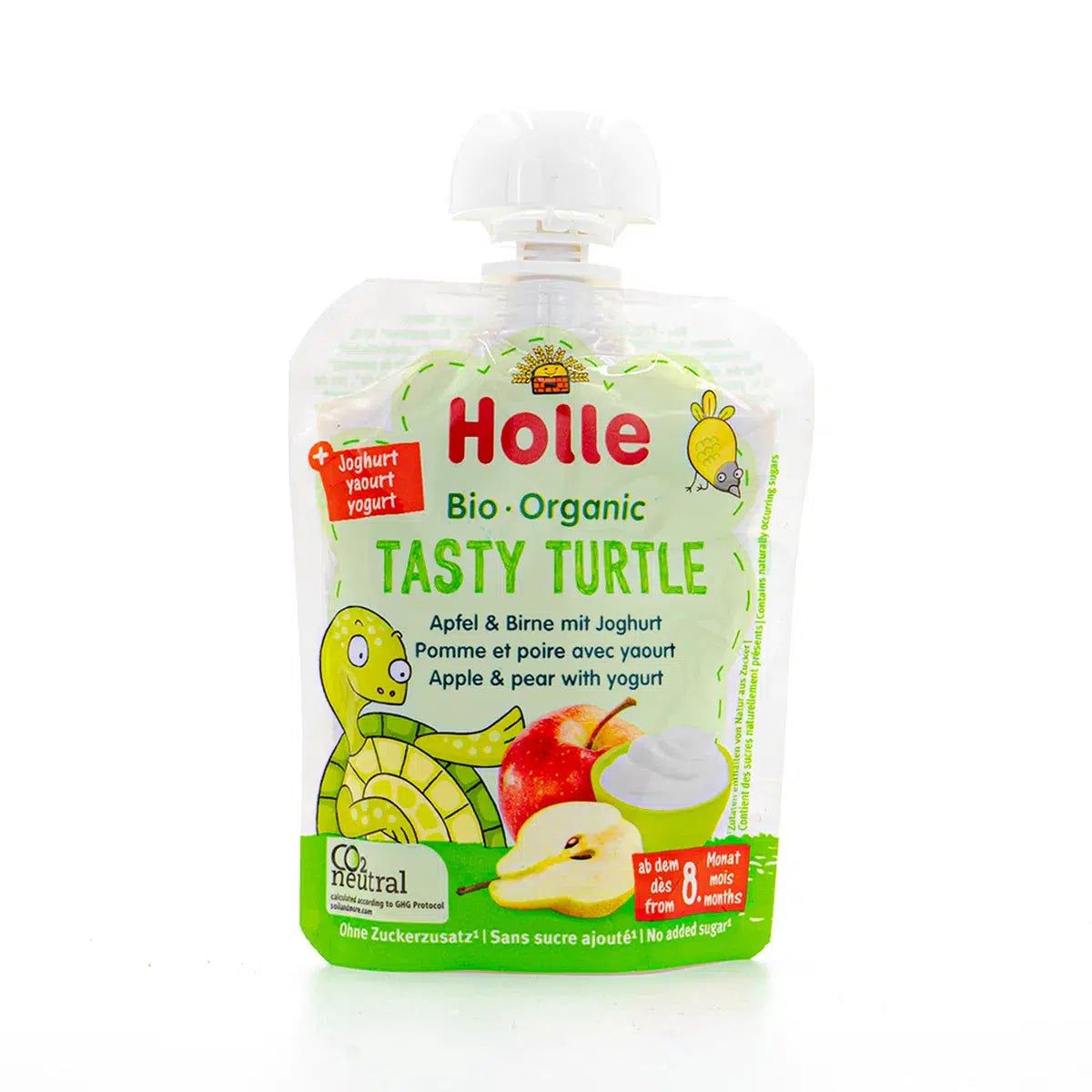 Holle Tasty Turtle: Apple, Pear & Yogurt (8+ Months) - 12 Pouches