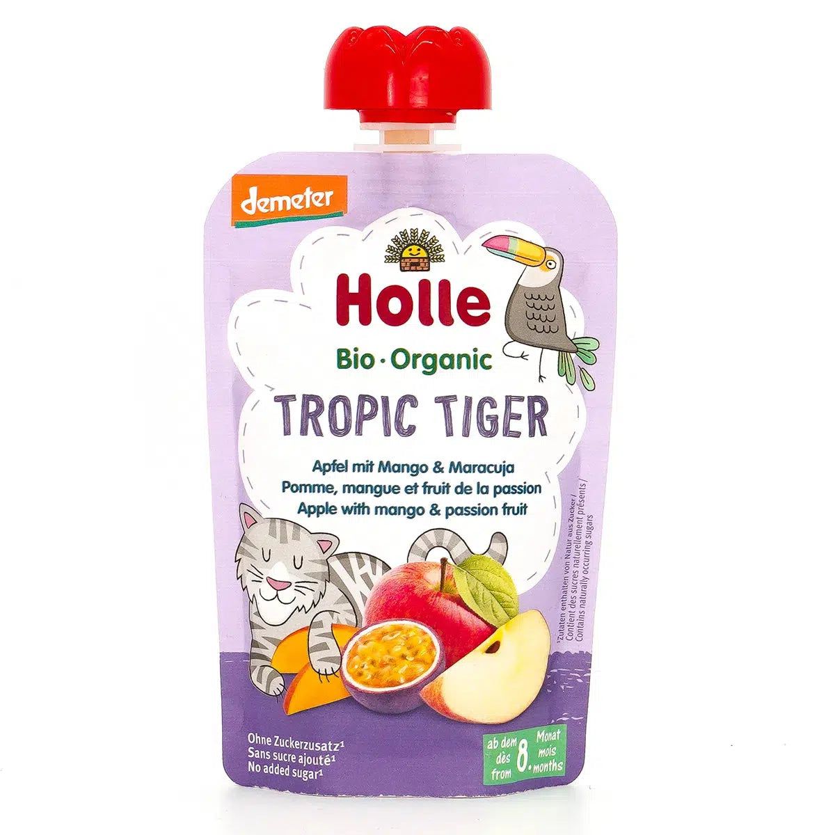 Holle Tropic Tiger: Apple, Mango & Passion Fruit (8+ Months) - 12 Pouches
