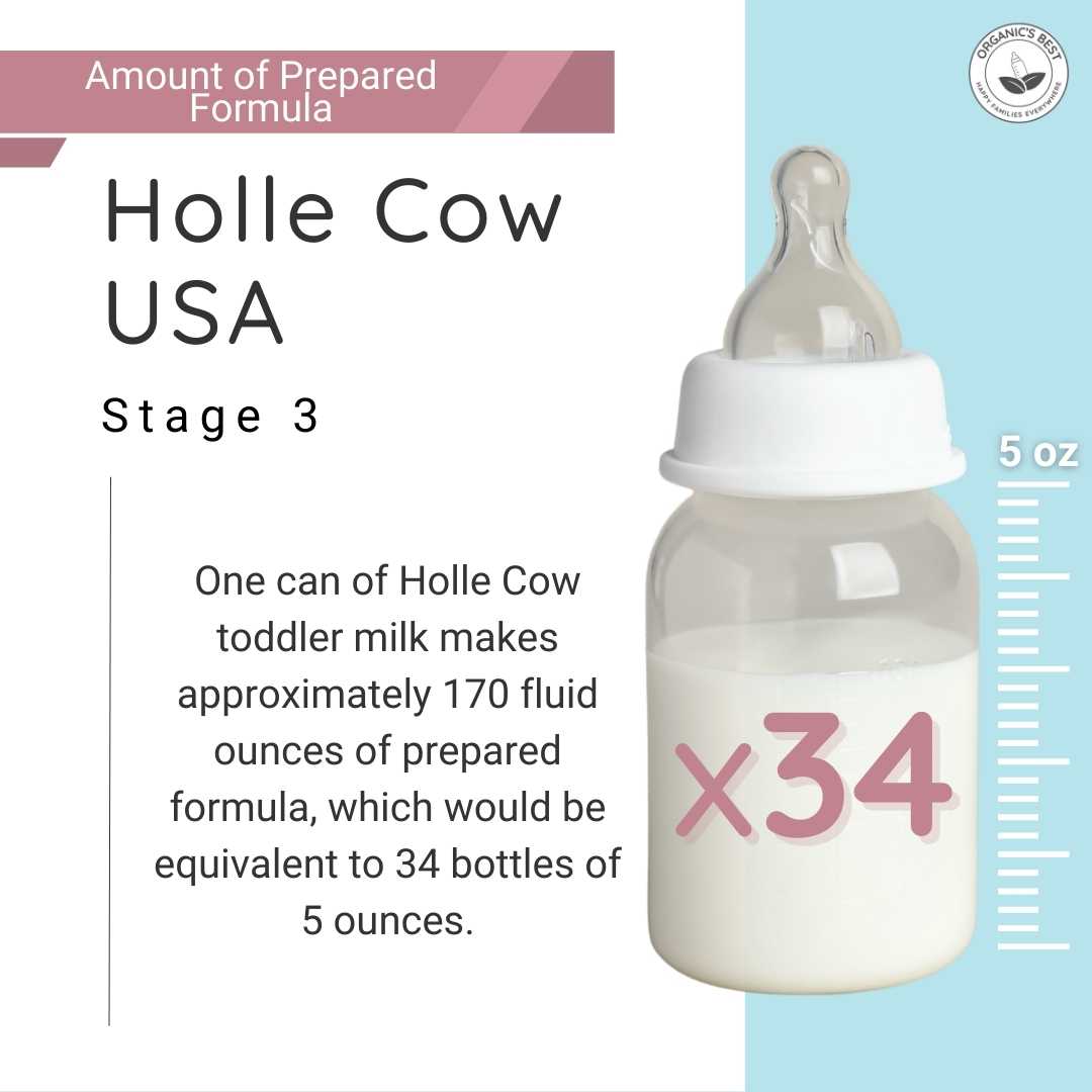How many bottles does a can of Holle Toddler cow milk formula make?