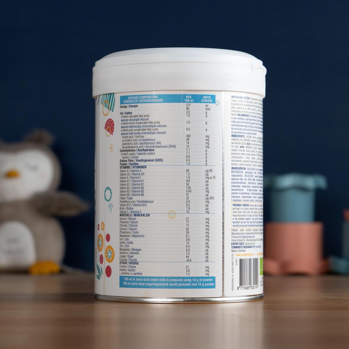 Jovie Stage 1 (0-6 Months) Organic Goat Milk Formula (800g)