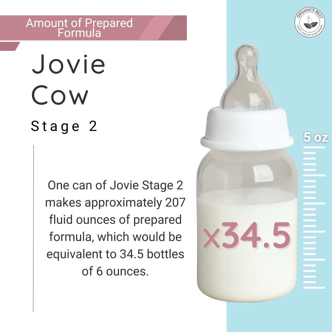 How many bottles does a can of Jovie cow milk Stage 2 make?