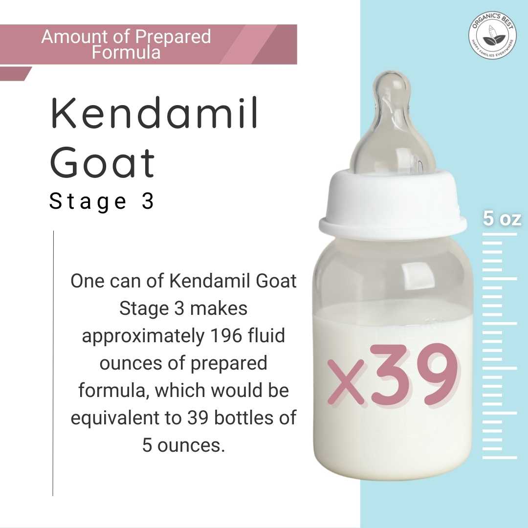 How many bottles does a can of Kendamil goat stage 3 formula make?