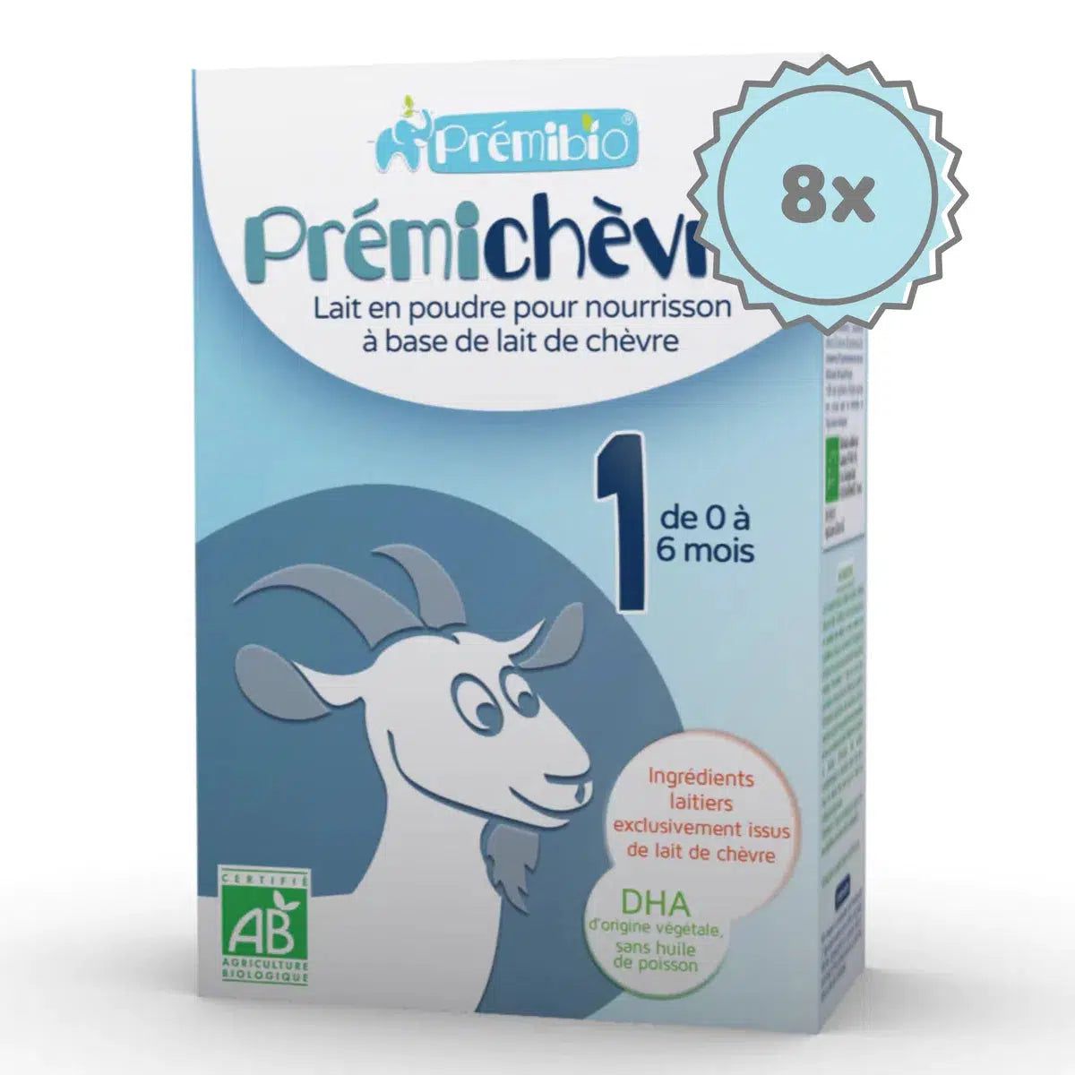Premibio Organic Premichevre Infant Goat Formula- Stage 1 (0 to 6 months) - (600g) - 8 Boxes