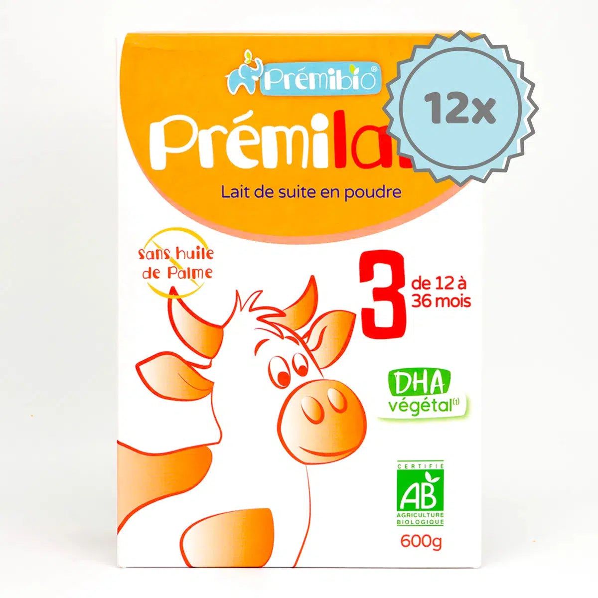 Premibio Organic Premilait Toddler Cow Formula- Stage 3 (12 to 36 months) - (600g) - 12 Boxes