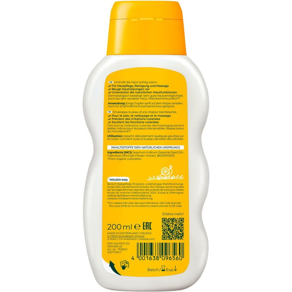 Weleda Baby Calendula Fragrance-Free Care Oil, 200ml (0+ Months)